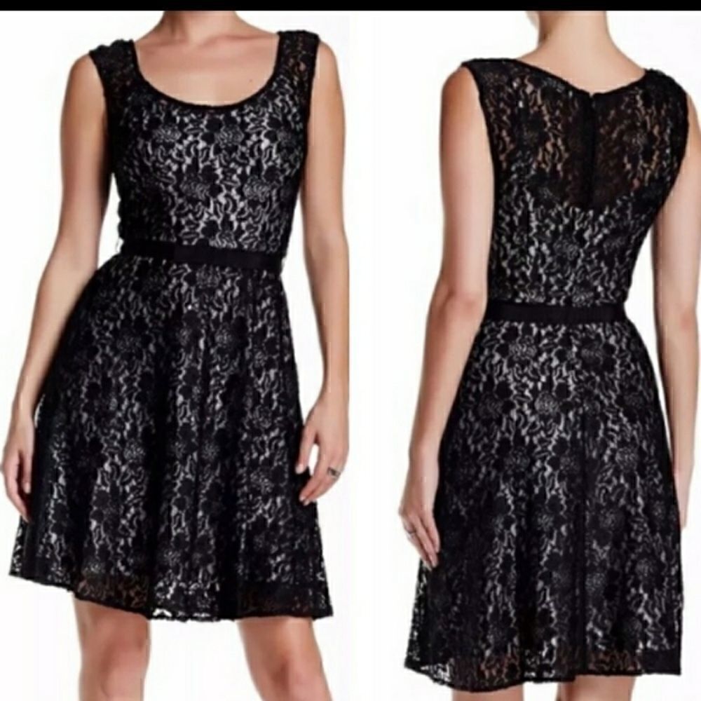 New Plenty by Tracy Reese for Anthropologie Blk/Silver Lace Dress sz 8 ret.$248